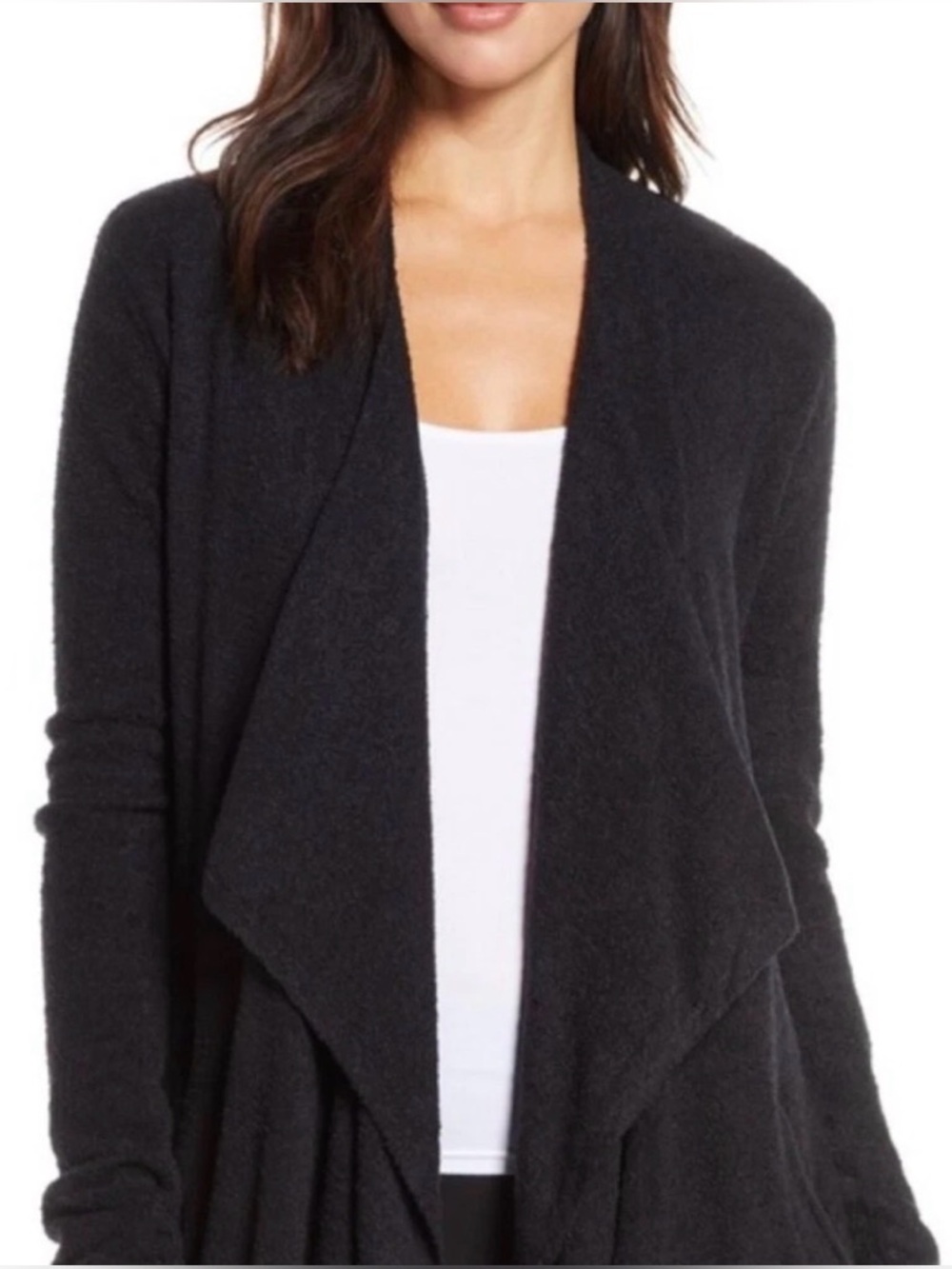 Barefoot Dreams CozyChic Black Cozy Knit Open Cardigan